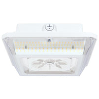 LED Wide Beam Canopy Light With Motion Sensor - Multi Watt Selectable 45/30/20W - 6288 Max Lumens - 120-277V - Color Temperature Selectable 30K/40K/50K - White Finish