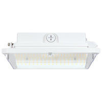 LED Wide Beam Canopy Light With Motion Sensor - Multi Watt Selectable 45/30/20W - 6288 Max Lumens - 120-277V - Color Temperature Selectable 30K/40K/50K - White Finish