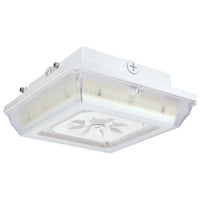 LED Wide Beam Canopy Light - Multi Watt Selectable 90/75/60W - 12557 Max Lumens - 120-277V - Color Temperature Selectable 30K/40K/50K - White Finish With Emergency Battery Back-Up