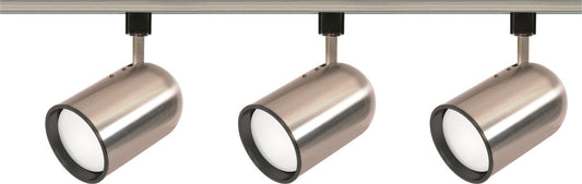 3 Light - R30 - Brushed Nickel Bullet Cylinder Track Kit