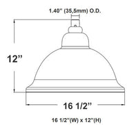 LED Designer Bell Post Light - 16 Inch Diameter - Watt Selectable 100/80/50W - 110-277V - Color Temperature Selectable 30/40/50K - Dimmable - Black Finish - With Decorative Straight Arm Pole Bracket