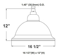 LED Designer Bell Post Light - 16 Inch Diameter - Watt Selectable 100/80/50W - 110-277V - Color Temperature Selectable 30/40/50K - Dimmable - Black Finish - With Decorative Straight Arm Pole Bracket - Photocell Included