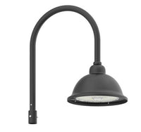 LED Designer Bell Post Light - 16 Inch Diameter - Watt Selectable 100/80/50W - 110-277V - Color Temperature Selectable 30/40/50K - Dimmable - Black Finish - With Single Bell Post Arm Pole Mount & 3 Inch Adapter