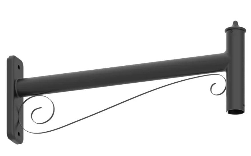 LED Designer Bell Post Light - 20 Inch Diameter - Watt Selectable 100/80/50W - 110-277V - Color Temperature Selectable 30/40/50K - Dimmable - Black Finish - With Decorative Straight Arm Pole Bracket - Photocell Included