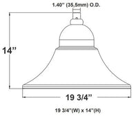 Designer Bell LED Single Head Solar Post Top - 20 Inch Diameter - 50 Watt - 8000 Lumens - Color Temperature Selectable 30K/40K/50K - 4 Inch Tennon Adaptor - Bronze Finish