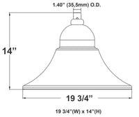LED Designer Bell Post Light - 23 Inch Diameter - Watt Selectable 150/100/80W - 110-277V - Color Temperature Selectable 30/40/50K - Dimmable - Black Finish - With Single Bell Post Arm Pole Mount & 2 Inch Adapter - Photocell Included