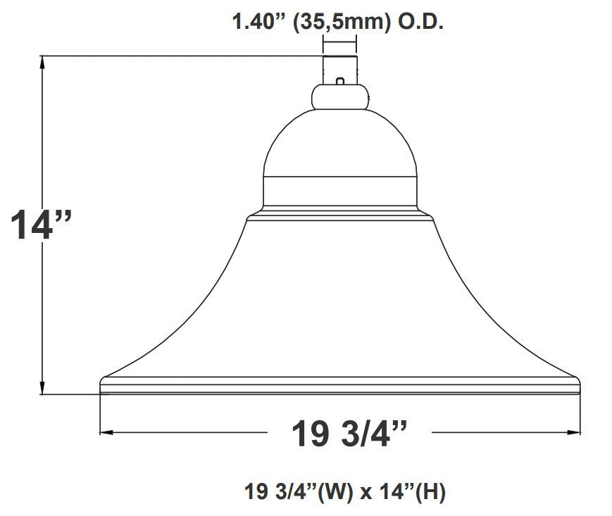 LED Designer Bell Post Light - 20 Inch Diameter - Watt Selectable 100/80/50W - 110-277V - Color Temperature Selectable 30/40/50K - Dimmable - Black Finish - With Single Bell Post Arm Pole Mount & 3 Inch Adapter - Photocell Included