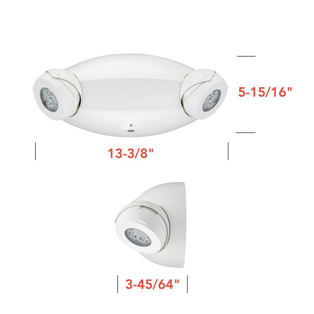 Twin Head Emergency Light, 120-277W, White Finish - ELM4L