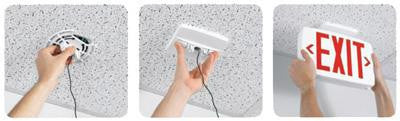 Quantum LED ThermoPlastic Exit, Stencil Face, White, Single with Extra Face Plate & Color Panel for Field Conversion to Double Face, Red, Dual Voltage, Emergency, SeaLED, Maintnenance Free Nickel-Cadmium Battery