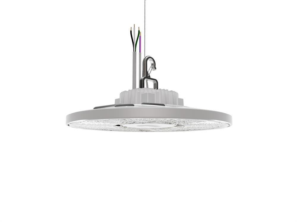 Compact Pro Industrial LED Round High Bay, Switchable Lumens- 12000LM, 15000LM & 18000LM, 120-347V, Switchable CCT- 4000K 5000K, 80 CRI, White