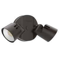LED Residential Security FloodLights, 2 Round Heads, 4000K, 120V, Dark Bronze Finish