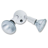 Twin par holder, (2) Up to 150W Outdoor PAR Medium Base Lamps, 120V, Dusk to Dawn photocell, White
