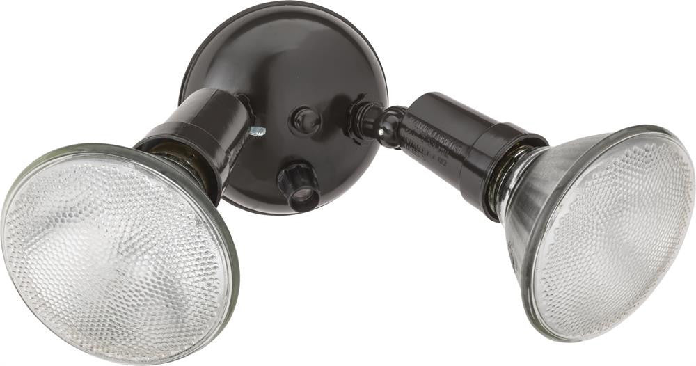 Twin par holder, (2) Up to 150W Outdoor PAR Medium Base Lamps, 120V, Dark Bronze Finish