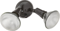 Twin par holder, (2) Up to 150W Outdoor PAR Medium Base Lamps, 120V, Dark Bronze Finish