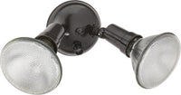 Twin par holder, (2) Up to 150W Outdoor PAR Medium Base Lamps, 120V, Dark Bronze Finish