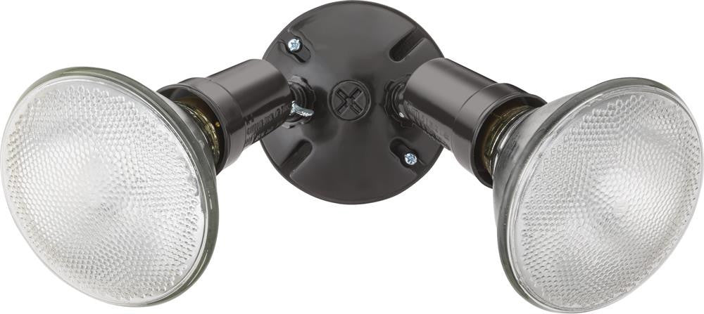 Twin par holder, (2) Up to 150W Outdoor PAR Medium Base Lamps, 120V, Dark Bronze Finish
