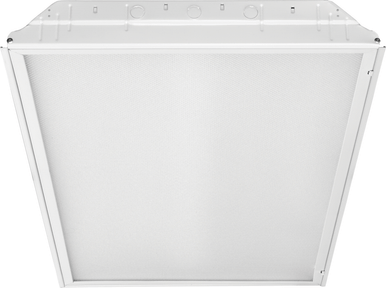 Lensed LED Troffer, Four Lamps, Nominal 6000 LM, Regressed Aluminum, White, 120/277, Generic Dimming Driver (0-10v), Dims to 1%, Internal Fast-BLow Fuse, 80+ CRI, 3500K