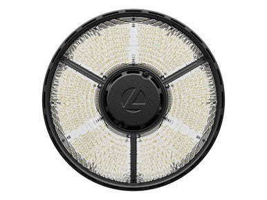 Compact Pro Industrial LED Round High Bay, Switchable Lumens- 21000LM, 24000LM & 27000LM, 120-347V, Switchable CCT- 4000K 5000K, 80 CRI, Glossy Black