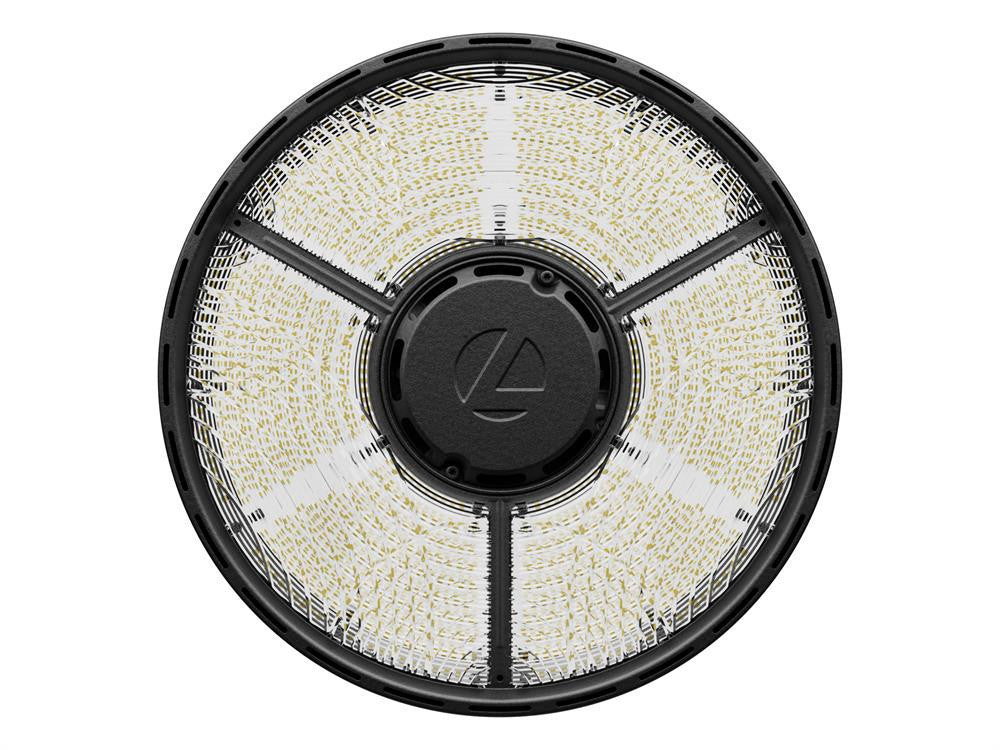 Compact Pro Industrial LED Round High Bay, Switchable Lumens- 21000LM, 24000LM & 27000LM, 120-347V, Switchable CCT- 4000K 5000K, 80 CRI, Glossy Black