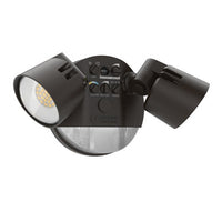 LED Residential Security FloodLights, 2 Round Heads, Adjustable Light Output, Switchable CCT- 3000K, 4000K, 5000K, 120V, Photocell, White