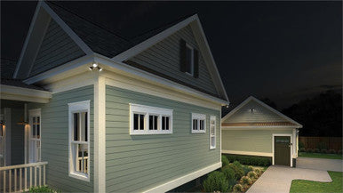 LED Residential Security FloodLights, 2 Round Heads, Adjustable Light Output, Switchable CCT- 3000K, 4000K, 5000K, 120V, Motion/ambient Sensor <15FT Dims to 3V, White