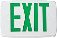 Quantum LED ThermoPlastic Exit, Stencil Face, Single with Extra Face Plate & Color Panel for Field Conversion to Double Face, Green, 120 - 277V, Emergency, SeaLED, Maintnenance Free Nickel-Cadmium Battery