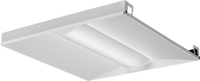 LED 2x2 Volumetric Architectural Fixture,  white lower bracket,, Nominal 2000 LM, Curved,  linear prismatic, eldoLED dimming 1%, 80+ CRI,  4000K, nLight with 100% (L100) LM management