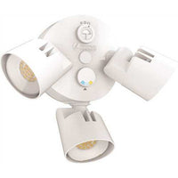 LED Residential Security FloodLights, 3 Round Heads, Adjustable Light Output, Switchable CCT- 3000K, 4000K, 5000K, 120V, Photocell, White