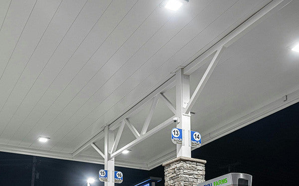 LED Gas Station Canopy Light - Recessed Mount - Selectable 100/80/60/40 Watts - Max 15000 Lumens - 5000K Daylight - 120-277V