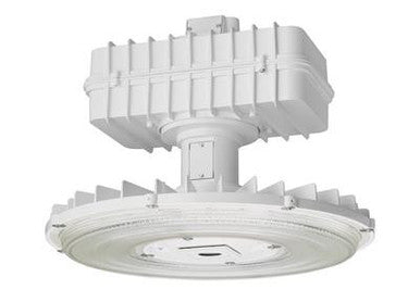 Round industrial high bay,24,000LM,Glass lens,Wide distribution,277V,Generic driver 0-10V dimming,5000K,80 color rendering index,10W battery pack