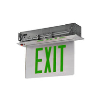 BASICS? Edge-Lit Exit Sign, AC &Nicad Battery Back-Up, White, Green, Universal Mount,