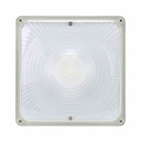 LED Square Garage Canopy Light - Watt Selectable 60W/40W/25W - Up To 7400 Lumens - Ceiling or Conduit Mount - 4000K Neutral White - 120-277V - Bronze - With Z10 Receptacle