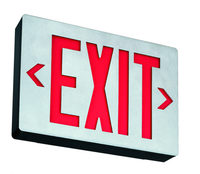 Signature die-cast aluminum exits with LED lamps and 8 IN letter height, Single with extra faceplate and color panel for field conversion to double face, Red, Emergency, SKU - 142APF - LENY 3 R M4