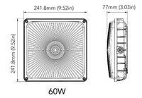 LED Square Garage Canopy Light - Watt Selectable 60W/40W/25W - Up To 7400 Lumens - Ceiling or Conduit Mount - 4000K Neutral White - 120-277V - White - With Z10 Receptacle