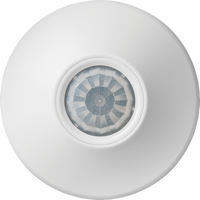 Low Voltage Ceiling Mount Sensor, Passive Dual Technology, Small Motion / Standard Range 360° Lens, Auxiliary Relay, Rear RJ-45 Ports