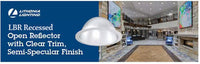 LBR 6IN Round Retrofit Housing, Switchable Lumens, Clear, Semi-Specular Chrome Trim, Medium Wide Light Distribution, 120-277V, Dimming 0-10V, Quick Disconnect Plugs with Emergency Battery