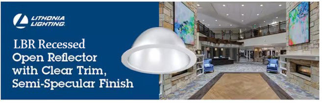 LBR 8IN Round Retrofit Housing, Switchable Lumens, Switchable CCT, Clear, Semi-Specular Chrome Trim, Medium Wide Light Distribution, 120-277V, Dimming 0-10V - Model LBR8 ALO4 SWW1 AR LSS MWD MVolt UGZ1