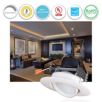 4 Inch LED Eyeball Downlight - 9 Watt - 650 Lumens - 2700K Warm White - 120V - Recessed Can Required - Dimmable