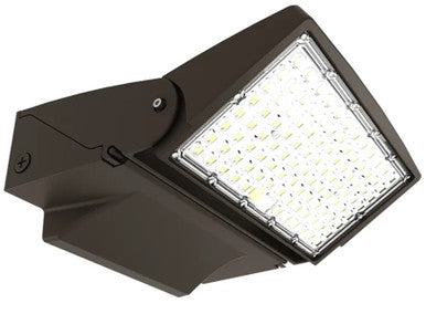 LED Uplight Adjustable Wallpack - Multi Watt Selectable 50W/65W/80W - Color Selectable 30K/40K/50K - Built-in Photocell with Switch - Bronze Finish - 0-10V Dimmable - 120-277V