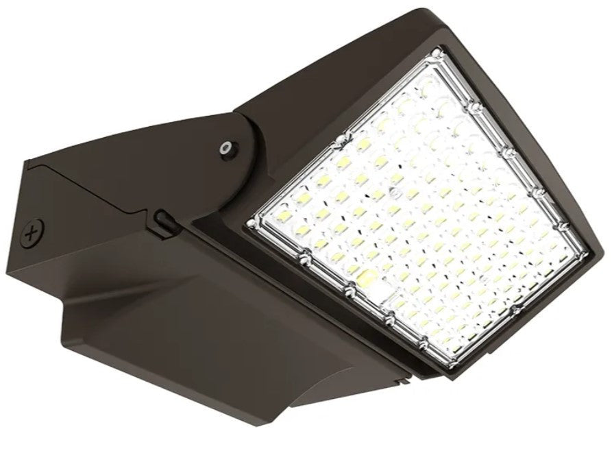 LED Uplight Adjustable Wallpack - Multi Watt Selectable 50W/65W/80W - Color Selectable 30K/40K/50K - Built-in Photocell with Switch - Bronze Finish - 0-10V Dimmable - 120-277V