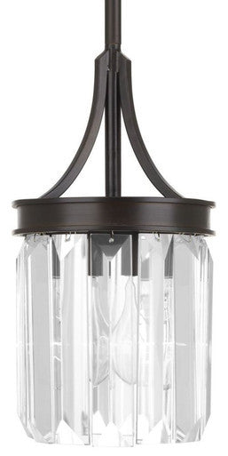 Glimmer Collection One-Light Antique Bronze Clear Glass Luxe Pendant Light - Dry Location Listed