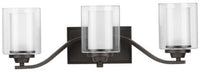 Kene Collection Three-Light Graphite Clear Glass Craftsman Bath Vanity Light - Damp Location Listed