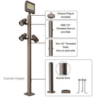 Modular Post System Aluminum 3 Foot Base With Access Door and Mounting Hardware In Bronze Finish