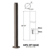 Modular Post System Aluminum 3 Foot Base With Access Door and Mounting Hardware In Bronze Finish