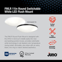 11 Inch Round, LED, Switchable, Flush Mount, 11IN, Switchable CCT ? 2700K, 3000K, 3500K, 4000K, 5000K, 90+ CRI, White &Black Trim Ring - FMLR 11IN SWW5 90 CRI WBT M4