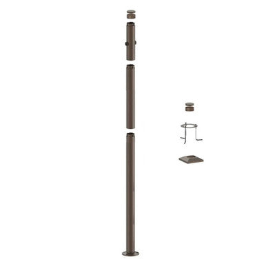 9 Foot Modular Light Pole - 5 Foot Base Height - 3 Foot Extension - 2 Lamp Holder Section  - Bronze Finish