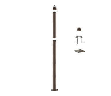 8 Foot Modular Light Pole - 5 Foot Base Height - 3 Foot Extension - 1/2 Inch Threaded Hub Cap - Bronze Finish