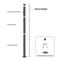 8 Foot Modular Light Pole - 3 Foot Base Height - 4 Foot Extension - 1 Lamp Holder Section  - Bronze Finish