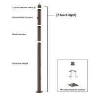 7 Foot Modular Light Pole - 5 Foot Base Height - 1 Foot Extension - 1 Lamp Holder Section - 1/2 Inch Threaded Hub Cap - Bronze Finish