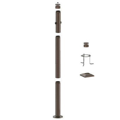 7 Foot Modular Light Pole - 2 Foot Base Height - 4 Foot Extension - 2 Lamp Holder Section - 1/2 Inch Threaded Hub Cap - Bronze Finish